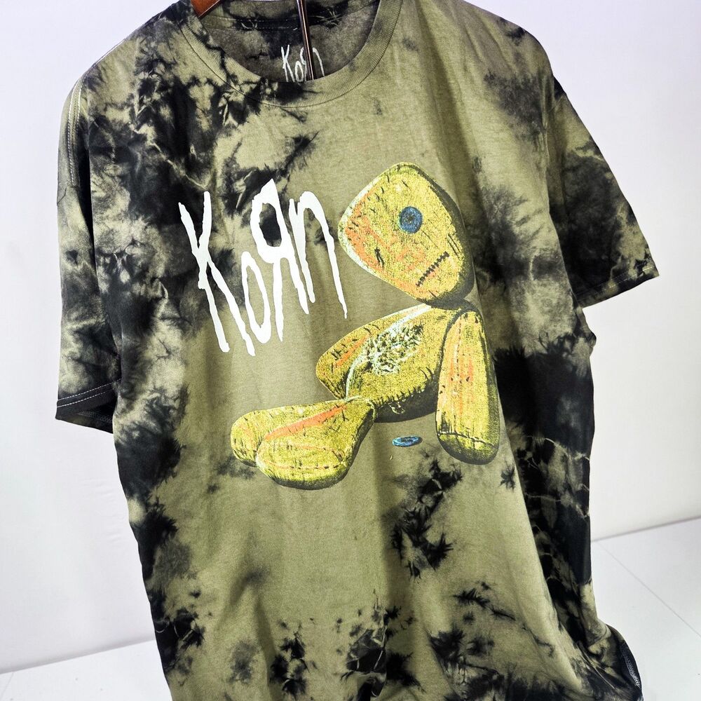 Korn Doll Graphic Tie-Dye T-Shirt Olive Black Oversized Men’s Medium New